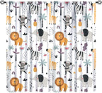 Cute Cartoon Animals Curtains Tropical Jungle Animals Elephant Giraffe Monkey by JADERYS