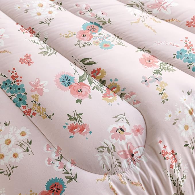 QOOMO Floral Comforter King Size, Down Alternative, Soft and Lightweight - Image 5