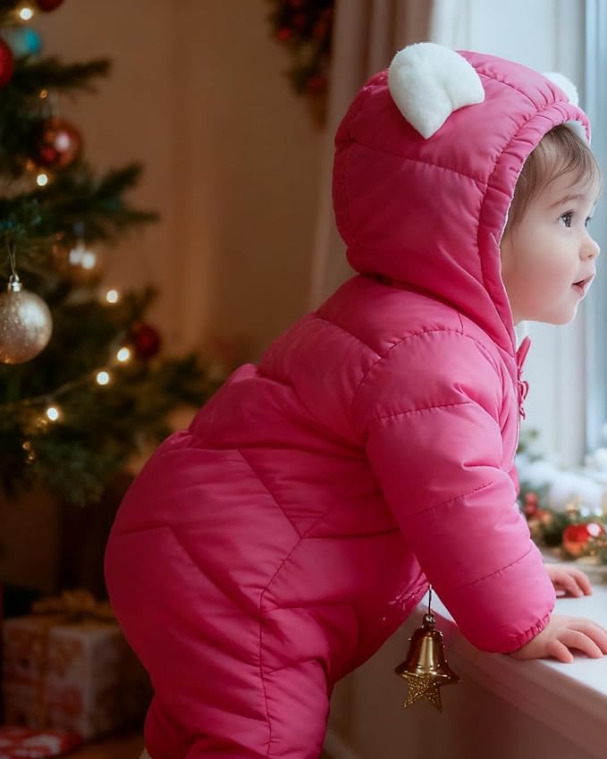 Funnycokid Baby Snowsuit Infant Winter Puffer Coat Newborn 3-24M Hooded - Image 3