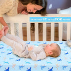 UOMNY Crib Sheet for Baby Boys Shark Fitted Crib Sheets for Standard Crib and - Image 6