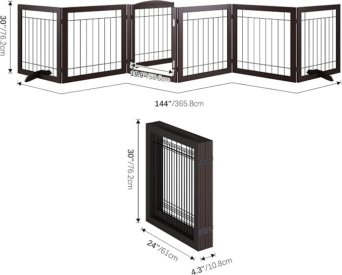 Vantas Folding Pet Gate 144" Wide, Freestanding Wire Pet Gate, Pet Puppy Safety - Image 6