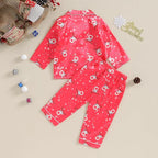 MAINESAKA Baby Boy Girl Pajamas Christmas Red Plaid Print Long Sleeve Lapel - Image 3