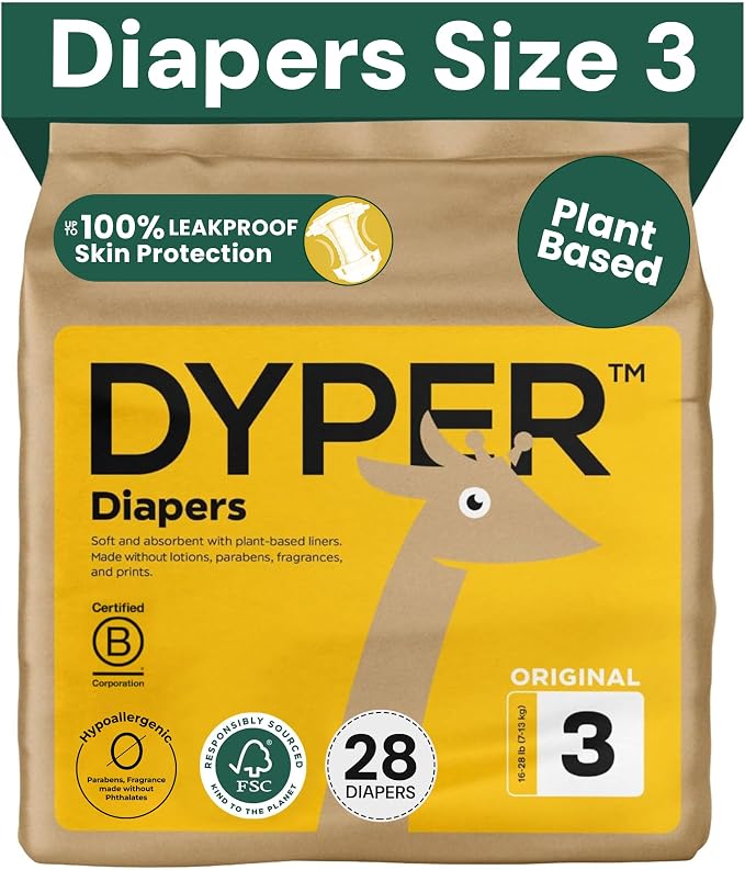 DYPER - Baby Diapers Size 3 - Plant Based Disposable Diapers by DYPER