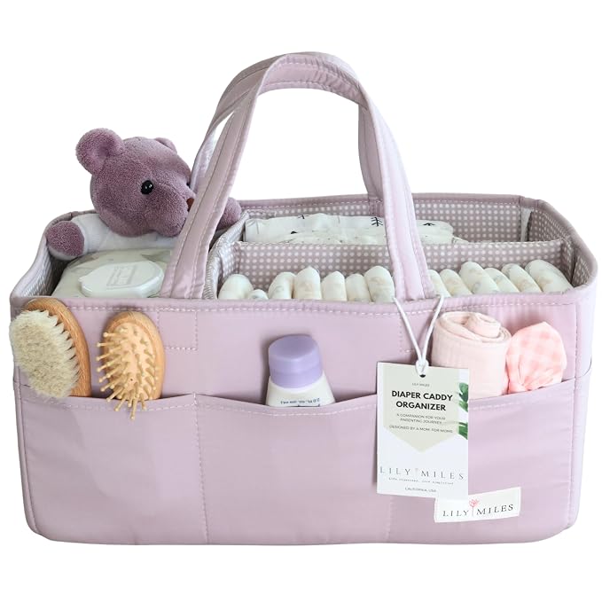 Lily Miles Baby Diaper Caddy Organizer, Wipeable Diaper Organizer Basket by LilyMiles