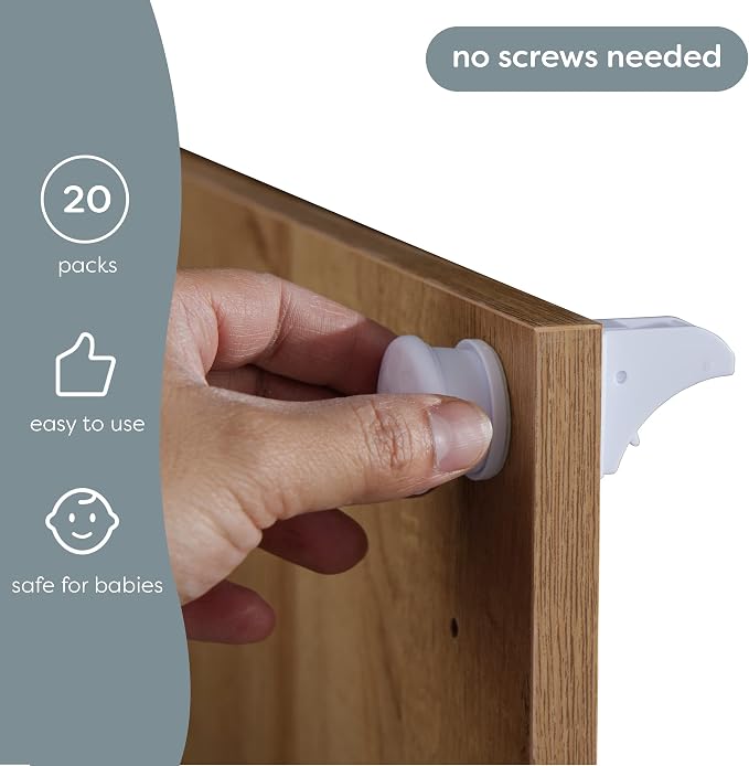 MATANA 20 Pack Magnetic Cabinet Locks Baby Proofing Adhesive Easy Installation - Image 2