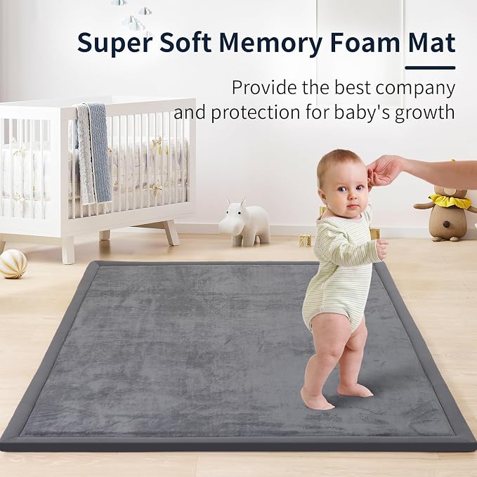 ACOMOPACK Baby Play Mat for Floor 1.3" Thick Memory Foam 50x50 Soft Velvet - Image 7