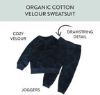 HonestBaby Baby 2-Piece Cozy Velour 100% Organic Cotton Sweatshirt and Jogger - Image 3