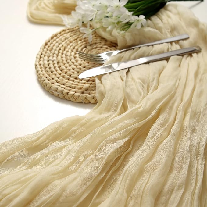 DOLOPL 8PCS Cream Cheesecloth Table Runner Bulk 13.3ft Boho Gauze Cheese Cloth - Image 2