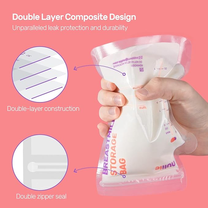 Nuliie 80 Pcs Breastmilk Storage Bags, 8 OZ Breast Milk Storing Bags, BPA Free - Image 4