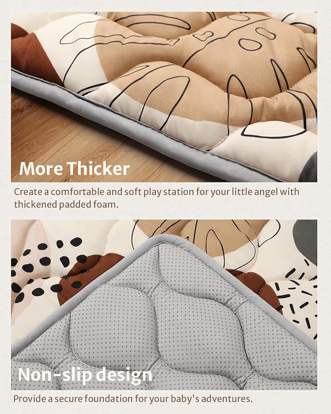 Blissful Diary Baby Play Mats for Floor, 47x47 Playpen Mat, Thicker Cushioning - Image 5