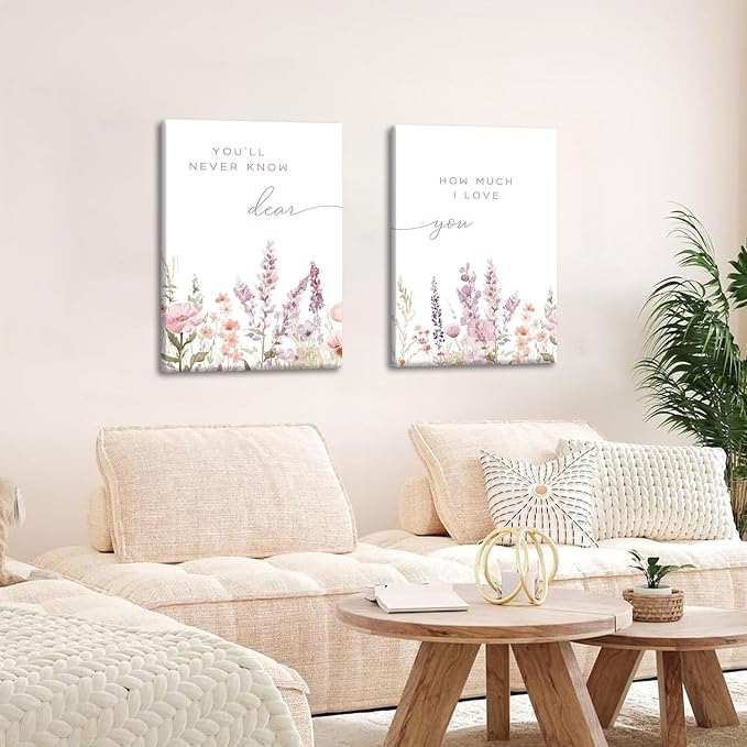 2 Pcs Wildflower Nursery Canvas Wall Art Flower Botanical Sentence Wall Decor - Image 7