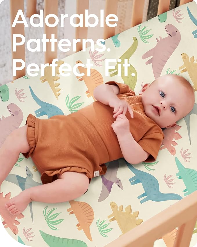 Dinosaur Crib Sheets for Boys, Premium Soft Crib Mattress Fitted Sheet - Image 3