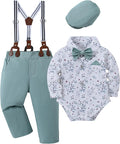 DISAUR Baby Boy Clothes Suits 4PCS Gentleman Outfit Dress Romper Beret Hat by DISAUR
