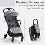INFANS Ultra-Compact Fold Airplane Ready Travel Stroller, One-Hand Gravity Fold - Image 9