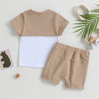 Rtnnsbbfcm Newborn Baby Boy Summer Clothes Short Sleeve Color Block Front - Image 3