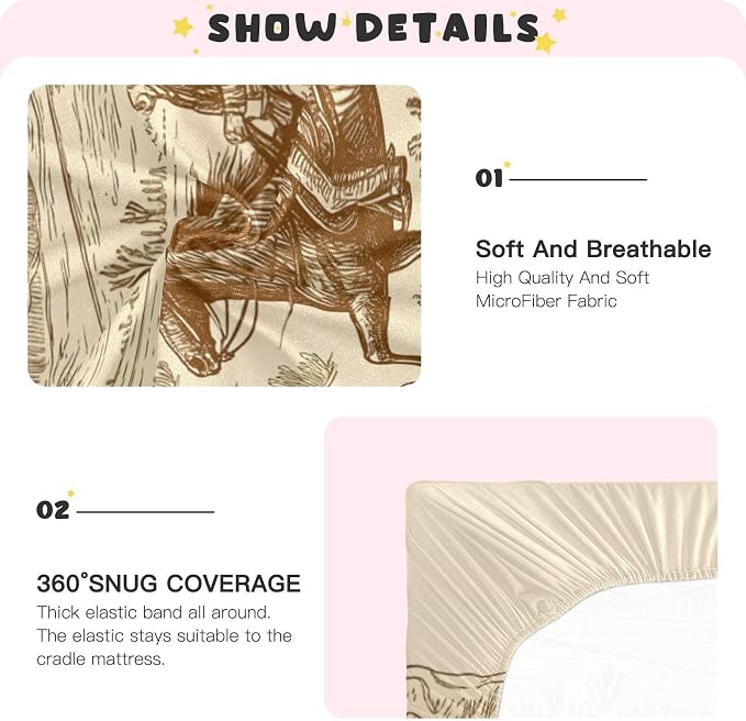 Western Desert Cowboy Crib Sheets, Crib Sheets - Image 5