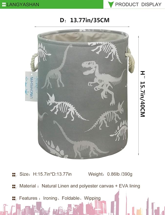 LANGYASHAN Laundry Basket Canvas Collapsible Organizer Storage Basket - Image 2