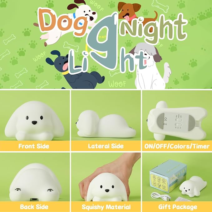 LOVERUIS Night Lights Squishy Light Dogs Colorful Night Light - Image 5
