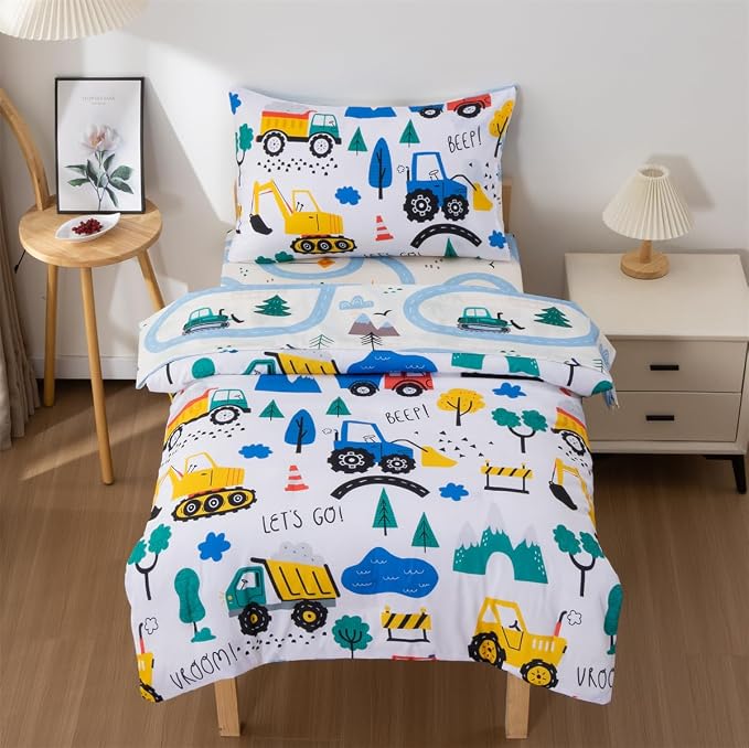 NTBED 4 Pieces Construction Toddler Bedding Set by NTBED