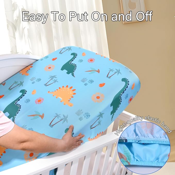 UOMNY Crib Sheet, Dinosaur Crib Sheets Baby Sheet - Image 3