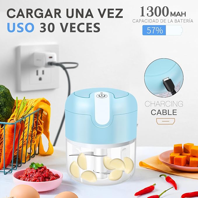EASYSPEED Electric Garlic Chopper 1Cup, Mini USB Charging Wireless Food - Image 3
