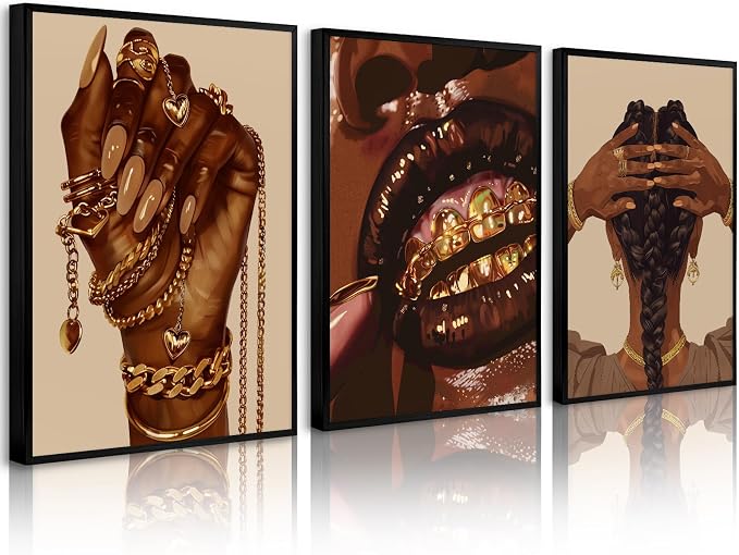 Pouydmi Black Girl Wall Art African Woman Canvas Wall Decor Black Women People by Unknown