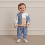 Toddler Baby Boy Fall Clothes Waffle Outfit Long Sleeve Color Blocking - Image 3
