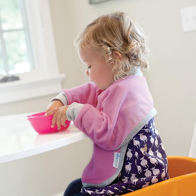 Kiddologic Bibit-all Baby Feeding Bib, Long Sleeves, Ribbed Cuffs, High Collar - Image 5