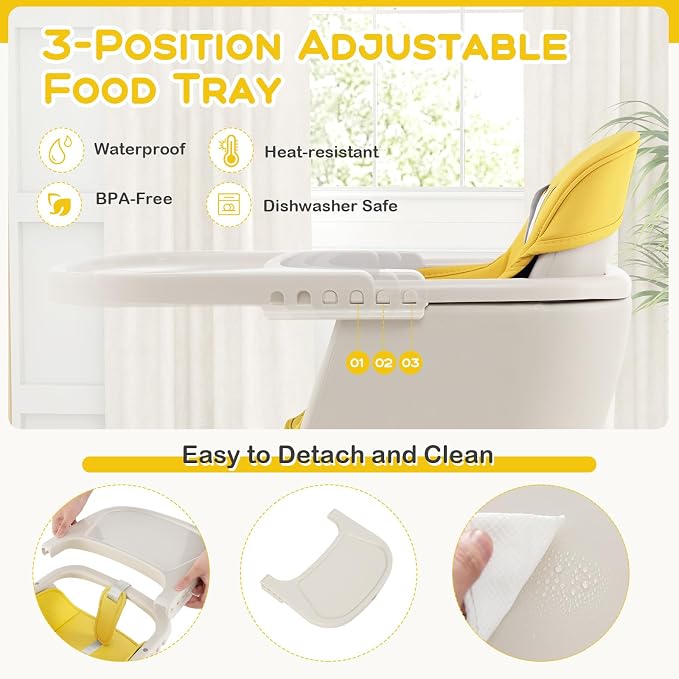 BABY JOY Convertible Baby High Chair, 3 in 1 Wooden Highchair/Booster/Chair - Image 3