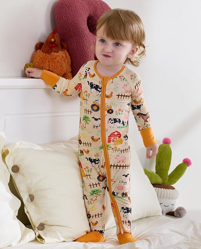 Bamboo Viscose Baby Convertible Footie Pajama, Zipper Pajamas - Image 5