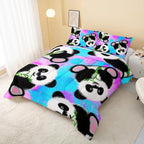 QOOMO Panda Comforter Full Size, Neon Panda Comforter Set - Image 3