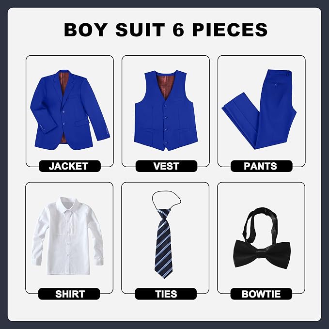JPF Boy's Formal Suit Set Slim Fit Kids Tuxedo Suits - Image 2