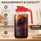 Glass Pitcher with Lid, 64 OZ Mason Jar Pitcher Double Leak Proof, 2 Quart - Image 4