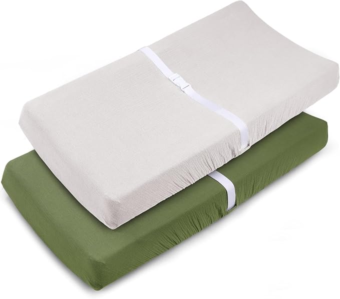Muslin Changing Pad Cover for Baby Girls Boys-2 Pack 17"x 33" Cotton Soft by PETREJOIR