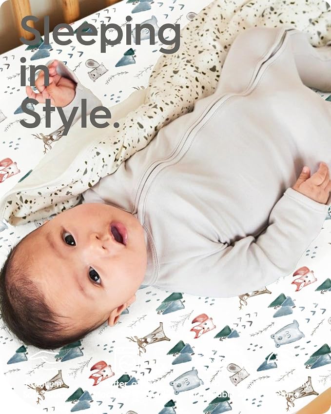 Pack and Play Sheets Fitted, Ultra Soft Mini Crib Sheets Boy, Neutral Pack N - Image 3