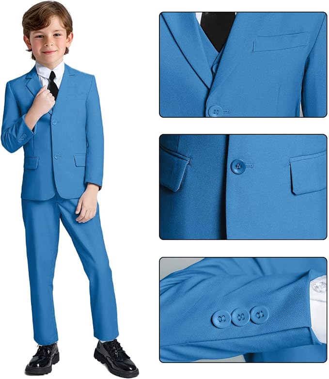 Boys Suit for Kids Teens Formal 5 Piece Tuxedo Suit Set - Image 3