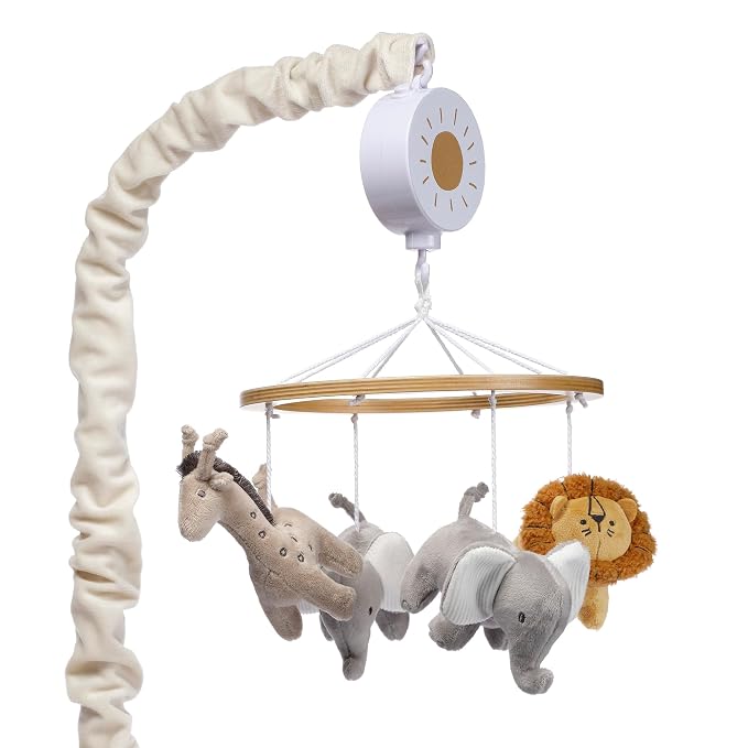 Lambs & Ivy Jungle Adventure Elephant/Lion Musical Baby Crib Mobile Soother Toy by LambsIvy