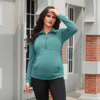 GINKANA Maternity Women's Long Sleeve Shirt Half Zipper Lapel Lightweight - Image 4
