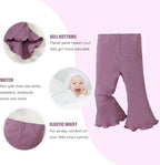 SOBOWO Baby Girl Flare Pants 3 Pack Toddler Solid Ribbed Ruffle Bell Bottoms - Image 2