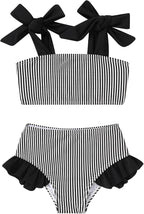 YOUNGER TREE Toddler Girls Two Pieces Swimsuit Color Block Stripe Swimwear by YOUNGERTREE