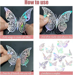 48 Pcs Rainbow Silver Butterfly Decorations, 4 Styles 3 Sizes, Butterflies Wall - Image 2