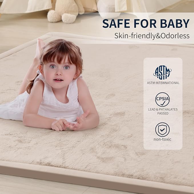 ACOMOPACK Baby Play Mat for Floor 1.3" Thick Memory Foam Play Mat 71"×79" Tummy - Image 5