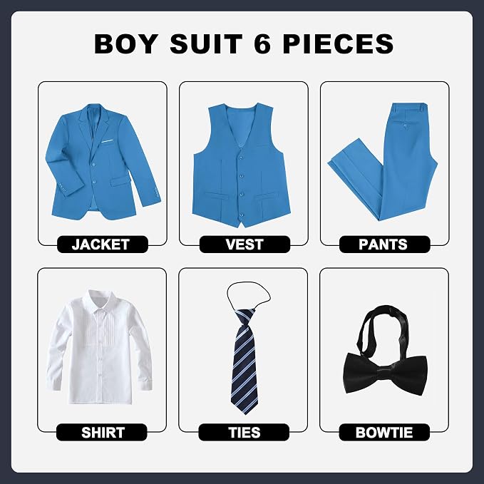 JPF Boy's Formal Suit Set Slim Fit Kids Tuxedo Suits - Image 2