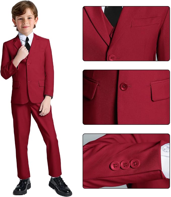 Boys Suit for Kids Teens Formal 5 Piece Tuxedo Suit Set - Image 3