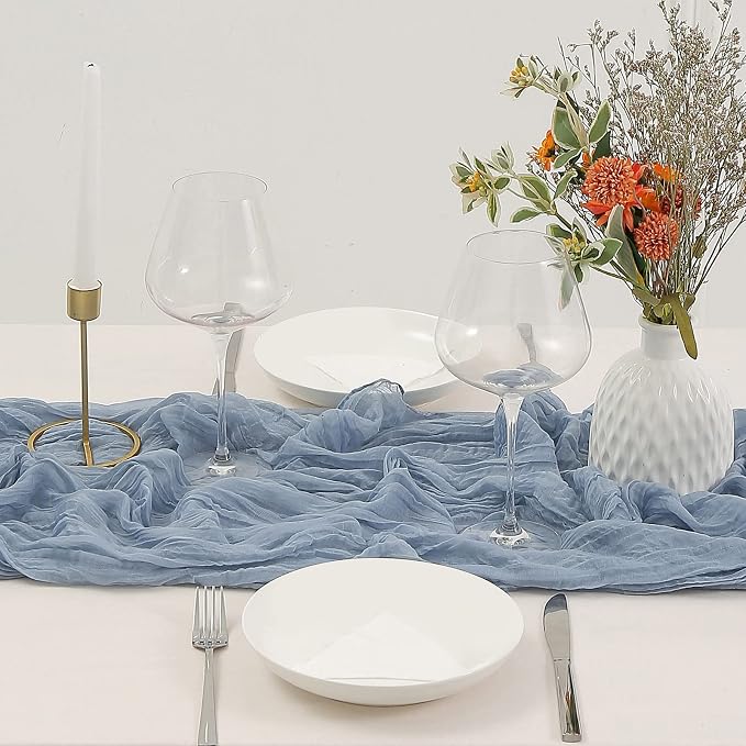 DOLOPL 8PCS Dusty Blue Cheesecloth Table Runner Bulk 13.3ft Boho Gauze Cheese - Image 3