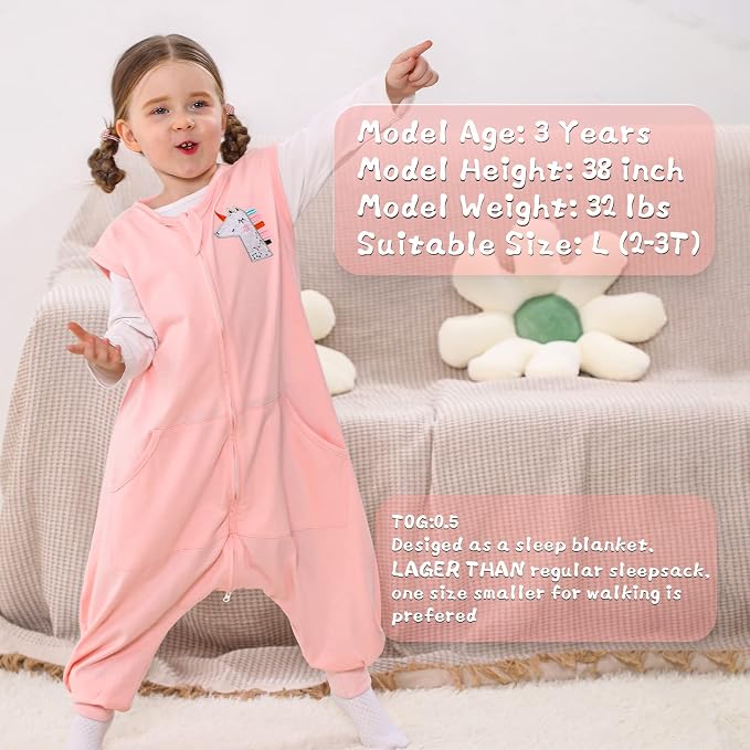WONDAY Toddler Sleep Sack with Feet, 0.5 Tog Sleeping Sacks - Image 3