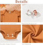 Aalizzwell Preemie Newborn Infant Baby Girls Clothes Ribbed Romper Bodysuit - Image 2