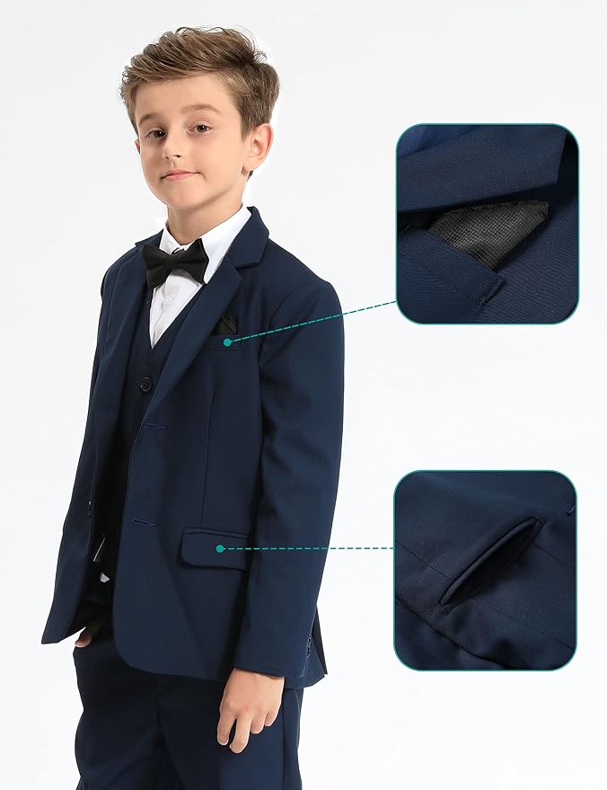 A&J DESIGN Boys 7-Piece Formal Suit Ring Bearer Outfit - Image 4