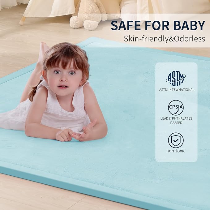 ACOMOPACK Baby Play Mat for Floor 1.3" Thick Memory Foam Play Mat 59"×71" Tummy - Image 5