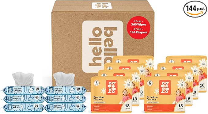 Hello Bello Mega Surprise Pack, Size 5, 144ct Hypoallergenic Assorted Diapers by HelloBello